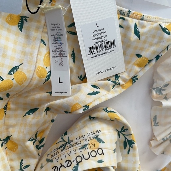 Bound by Bond Eye yellow lemon frill of it brief limonada bikini bottoms L NWT - Picture 4 of 4